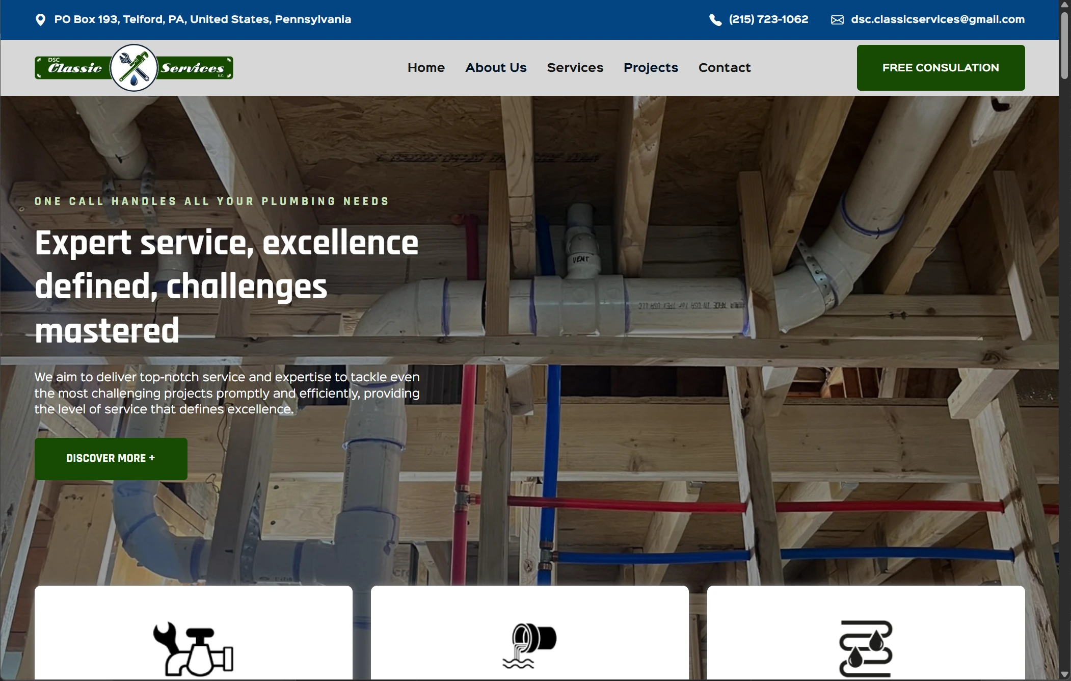 DSC Classic Services plumbing website project by Technasurge
