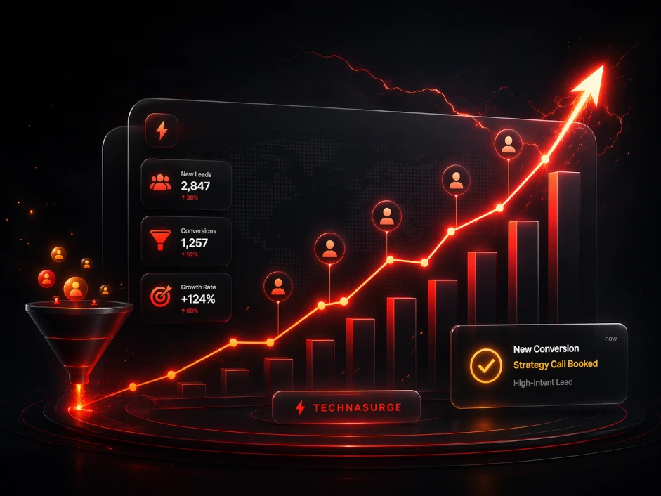 Lead generation and conversion growth illustration for Technasurge